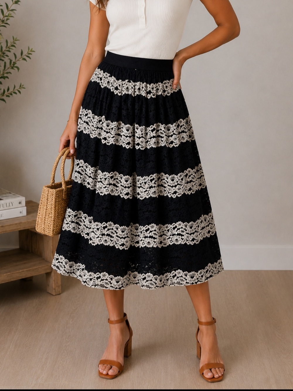 Who What Wear Women’s 10 Lace Striped A Line Skirt Feminine Whimsigoth Fairy
